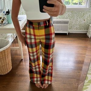 Free people VINTAGE 1970s wide leg plaid pants